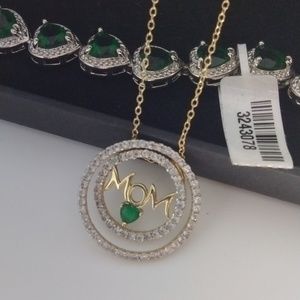 Sterling Silver with gold overlay Diamond Necklace with free matching bracelet